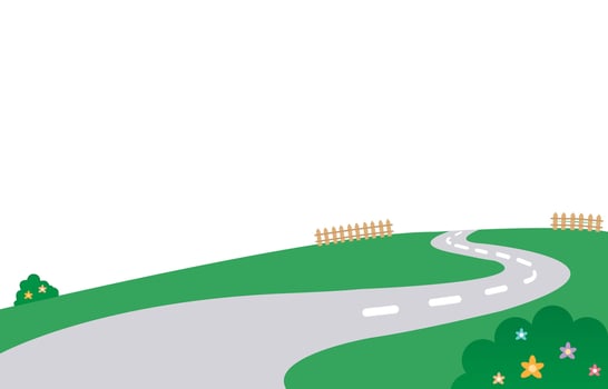 Serene Countryside Road with Floral Landscape vector