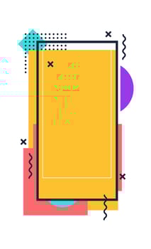 Template colored frame for social media, memphis design vector