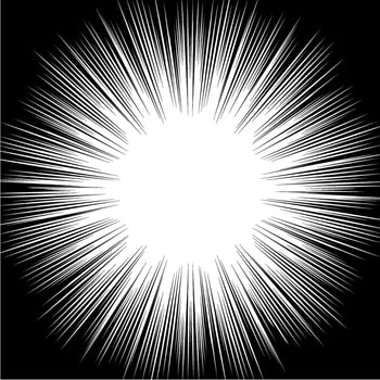 Burst abstract pattern black white, illustration radial vector