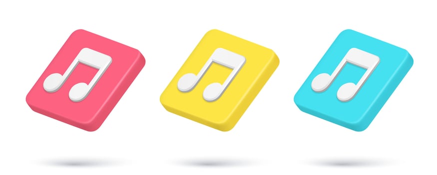 Realistic 3d icon quick tips musical notes internet notification collection illustration vector
