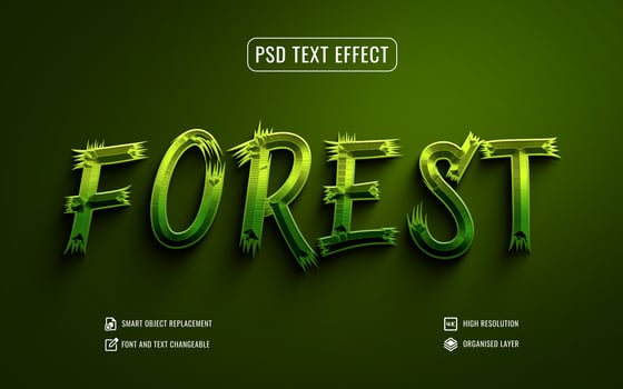 forest text effect with green background psd