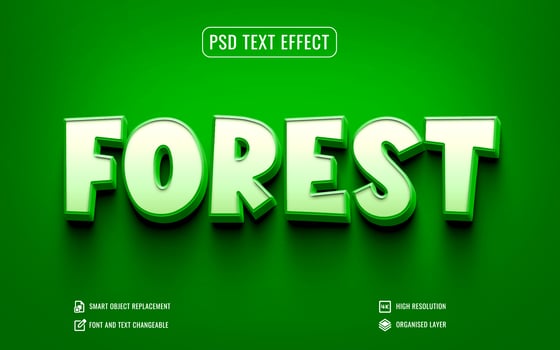 forest text effect with green background psd