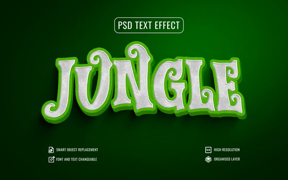 jungle 3d text effect on a green background psd