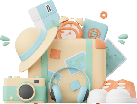 3d illustration of travel essentials png