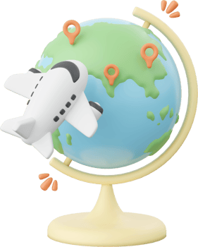 3d illustration of airplane flying around the globe png