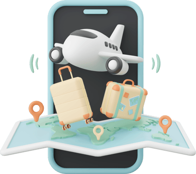 3d illustration of flight ticket and hotel booking png