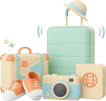 3d illustration of travel essentials png