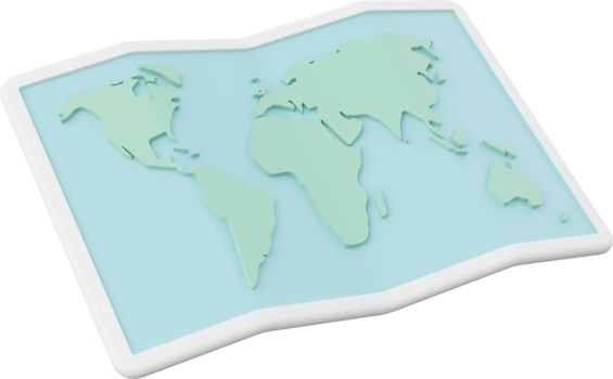 World map, 3d illustration of travel equipments png