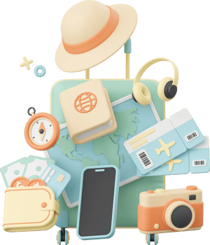 3d illustration of travel essentials png