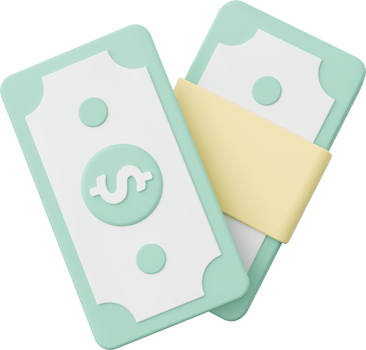 Dollar banknotes, 3d illustration of travel equipments png