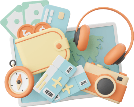 3d illustration of travel essentials png
