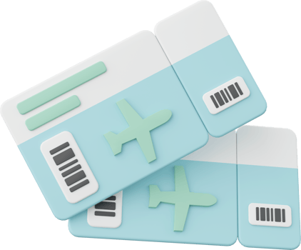 Flight tickets, 3d illustration of travel equipments png
