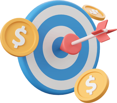 Target board with dollar coin, 3d illustration of Investment concept png