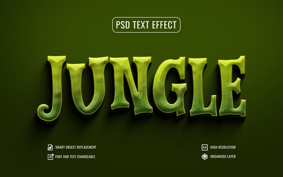 jungle text effect with a green background psd