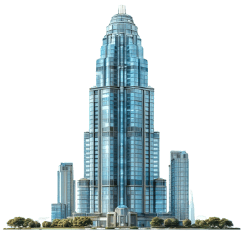 skyscraper isolated on transparent background ,glass skyline building , png
