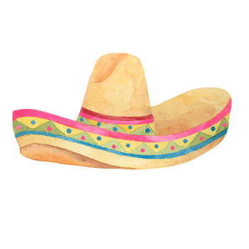 Traditional Mexican sombrero in watercolor. Colorful and bright ethnic straw hat with border. Aquarelle clipart iDesign for printing, postcards, Cinco de Mayo, tourism png