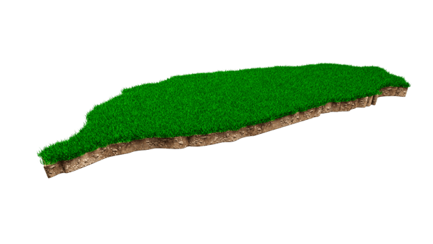 Taiwan Map soil land geology cross section with green grass and Rock ground texture 3d illustration png