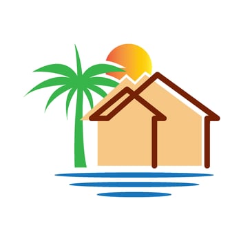 hotel villa icon illustration design template vector