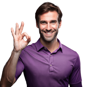 Smiling man giving ok sign on transparent background png