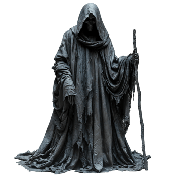 realistic grim reaper isolated on transparent background , png