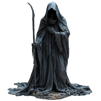 realistic grim reaper isolated on transparent background , png