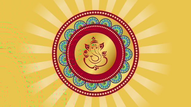 Hindu God Ganesha Vinayaga Ganapati with traditional background illustration vector