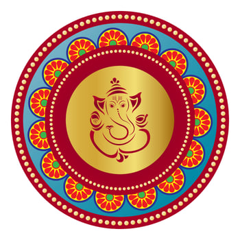 Hindu God Ganesha Vinayaga Ganapati with traditional background illustration vector
