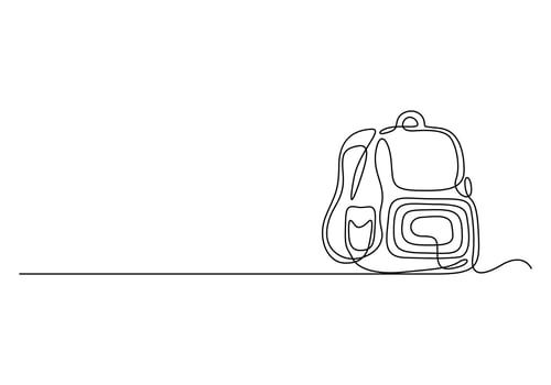 School bag continuous one line drawing digital illustration vector