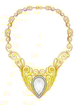 Art vintage diamond and gold jewelry design hnad drawing and make graphic . vector
