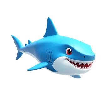 3d rendering shark cartoon character png