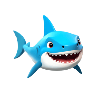 3d rendering shark cartoon character png