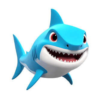 3d rendering shark cartoon character png