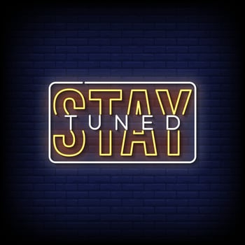 stay tuned neon Sign on brick wall background vector
