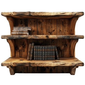 old wooden book shelf png