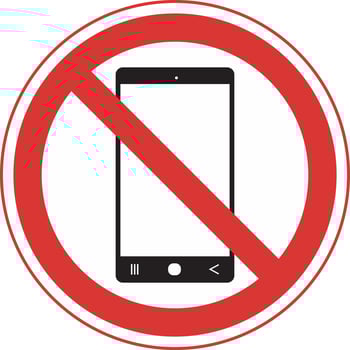 sign prohibited from carrying cell phones vector