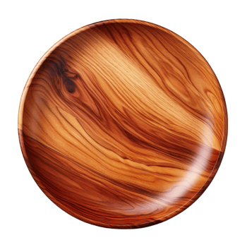 Top view wooden plate on transparent background png