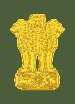 Coat of arms Indian National emblem art with fine details lions, Ashoka chakra, Republic of India. Bharat, constitution Crest Animal for Government Hindi Pillar. Army, Navy, Military Delhi eps vector