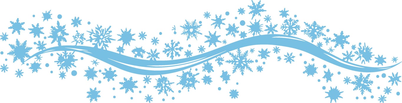 A blue graphic of an elegant wavy pattern made from snowflakes vector