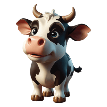 Cow 3D illustration animation design png