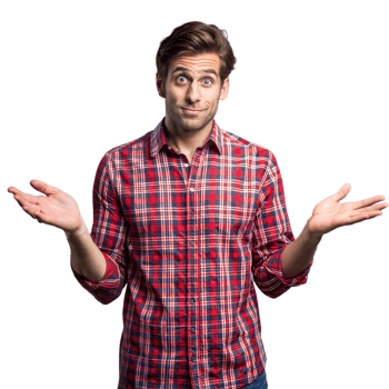 Man in plaid shirt shrugging on transparent background png