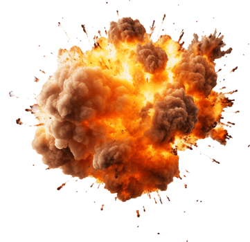 Bomb explosion on transparent background png