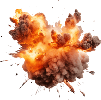 Big explosion isolated on transparent background png