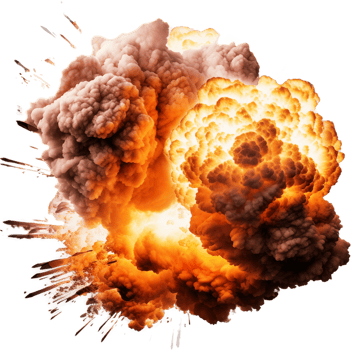 Bomb explosion isolated on transparent background png