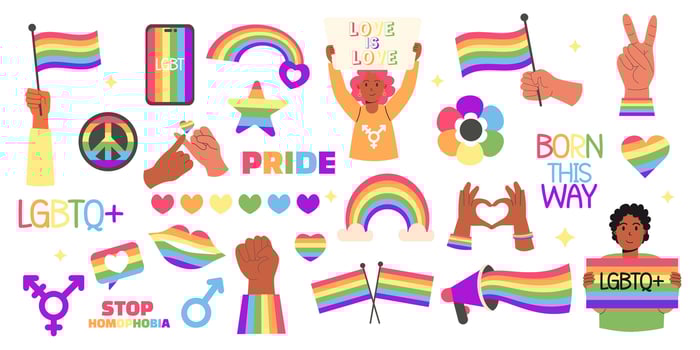 Lgbt elements collection pride month vector