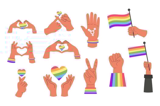 LGBT hands with heart and flag vector