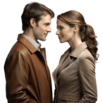 Young couple staring at each other on transparent background png