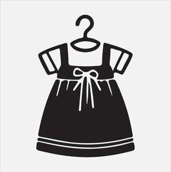 minimalist and simple baby dress silhouette, white background vector