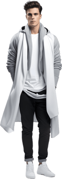 Balenciaga style male model transparent background png