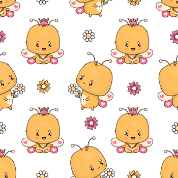 Seamless pattern with cute butterfly png