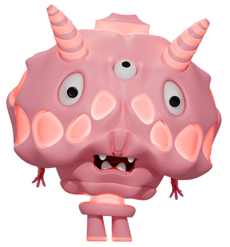 3D monster personage pink png